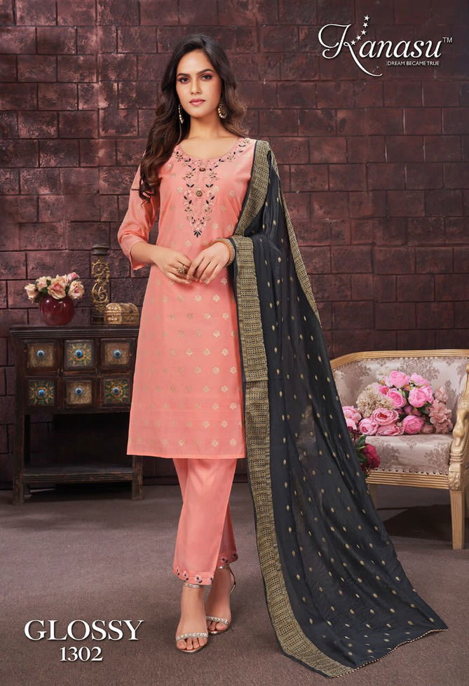 Kanasu Glossy Exclusive Wear Wholesale Ready Made Suit Collection
